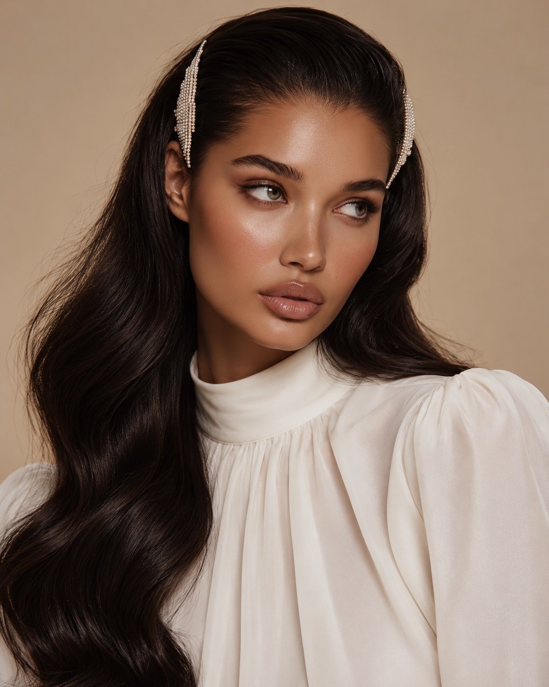 Polished brunette styling editorial
