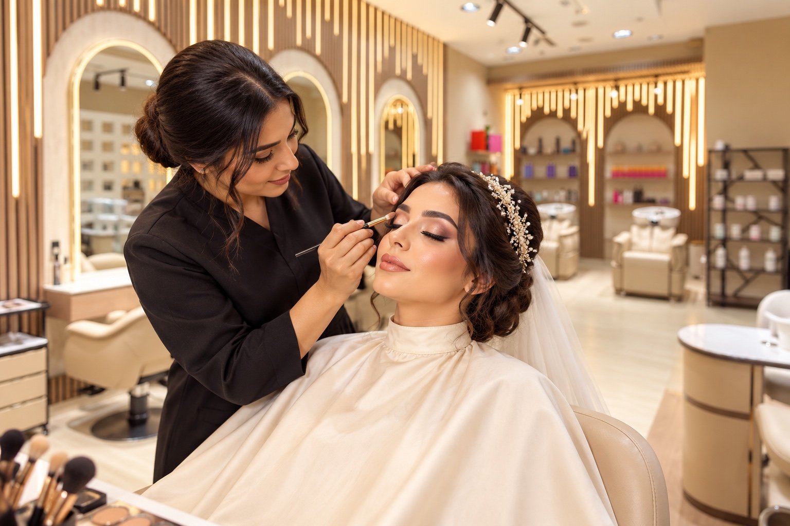 Elegant bridal makeup at Helora